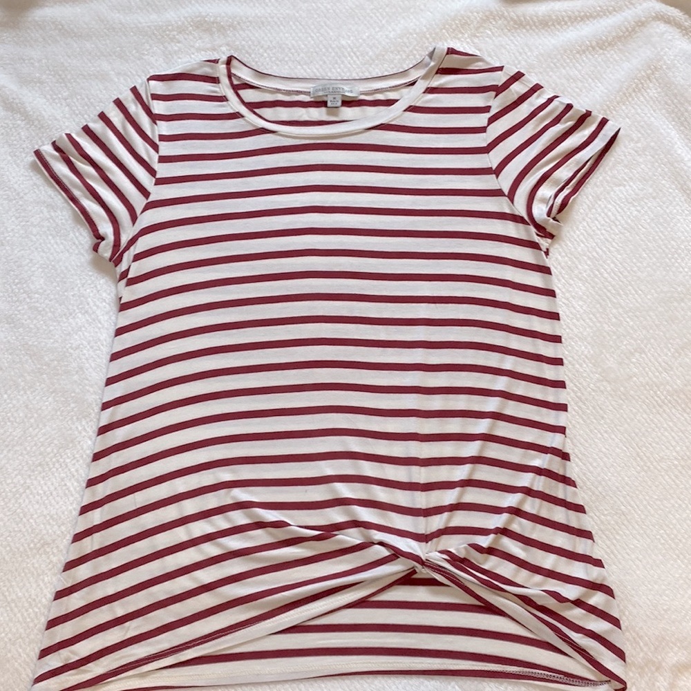 Green Envelope Striped Tee